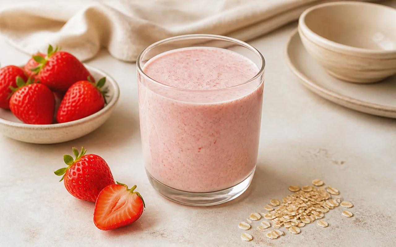 Fotografia de Vitamina de morango e aveia
