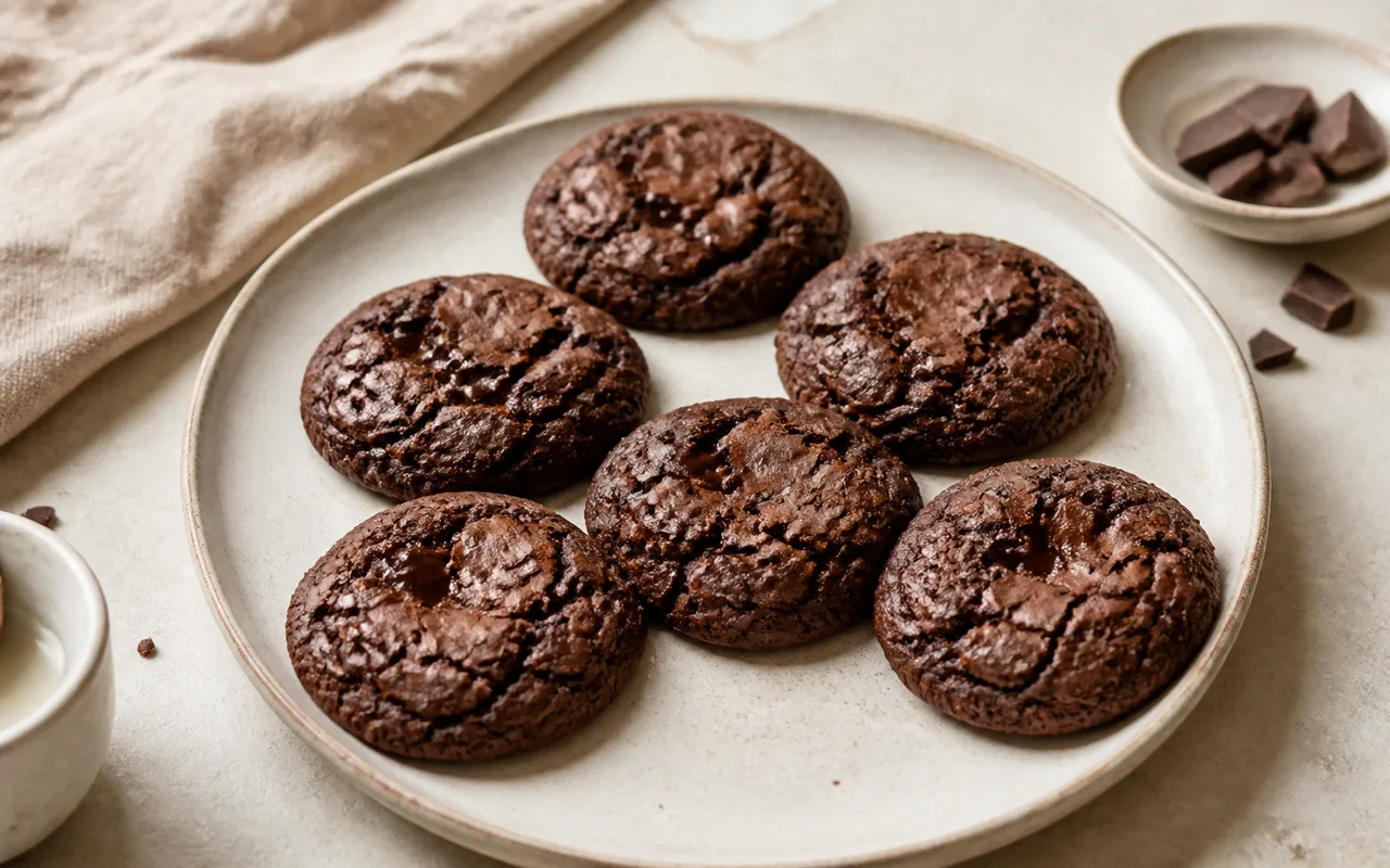 Fotografia de Cookies de brownie de chocolate amargo