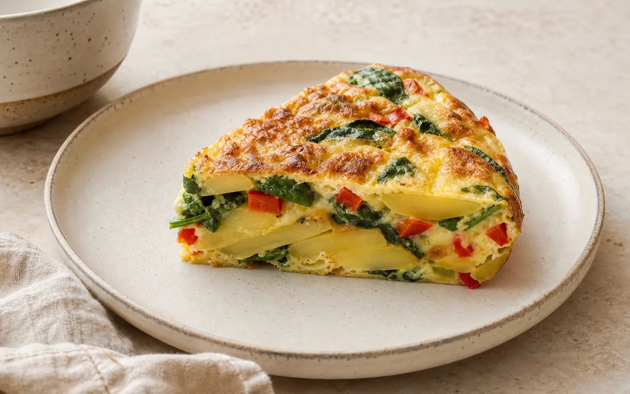 Fotografia de Frittata de batata e espinafre