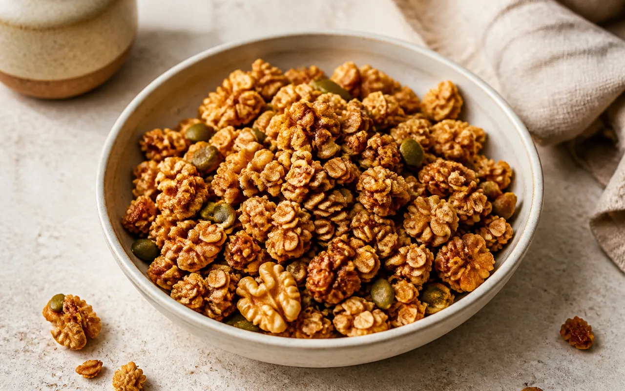 Fotografia de Granola de xarope de bordo e sementes
