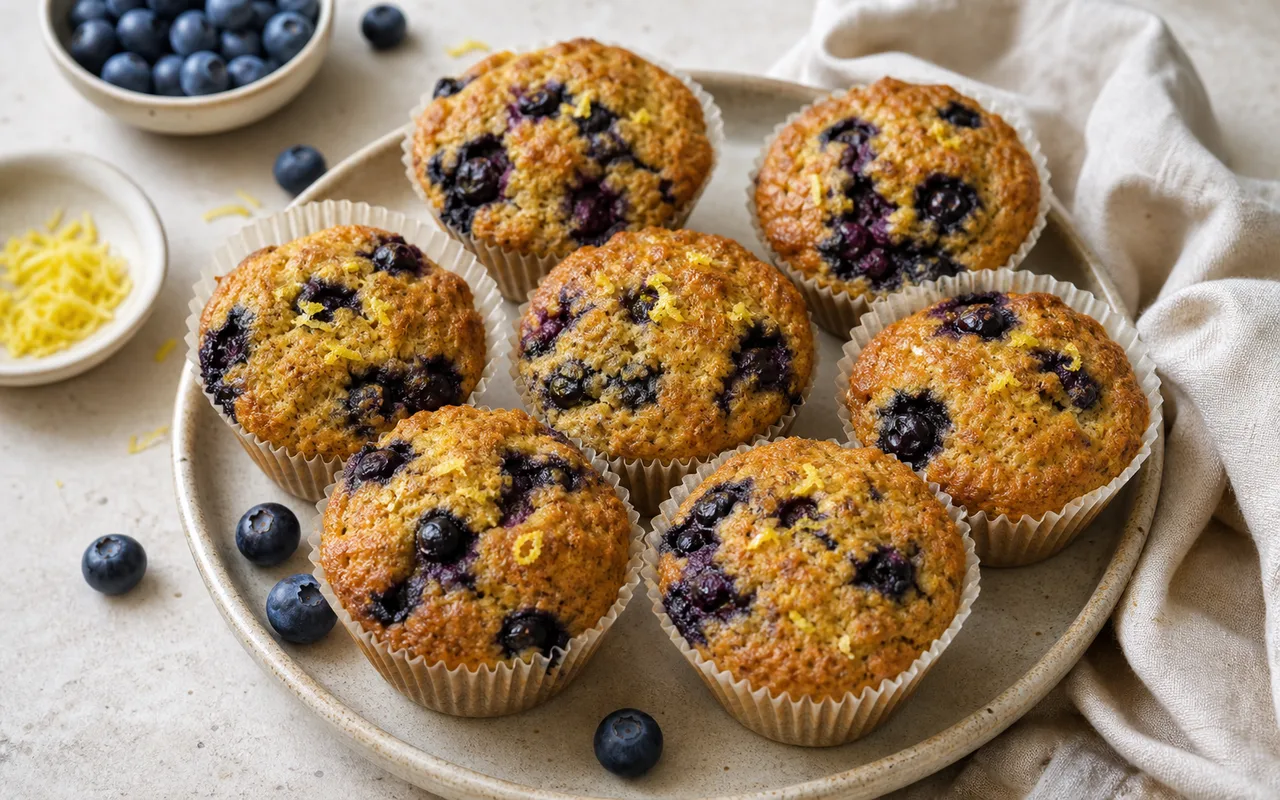 Fotografia de Muffins de mirtilo e aveia