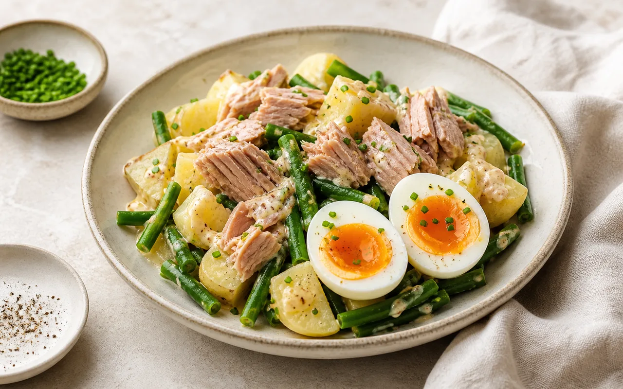 Fotografia de Salada morna de atum e batata